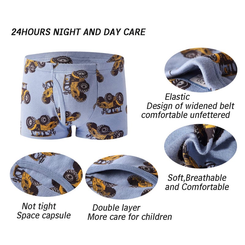 Taxzode Little Boys Novelty Boxer Briefs Dinosaur Truck Toddler Kids Underwear 8-piece set-2-3T 3-4T 4-5T 5-6years 7-8years 5-6T - Image 5